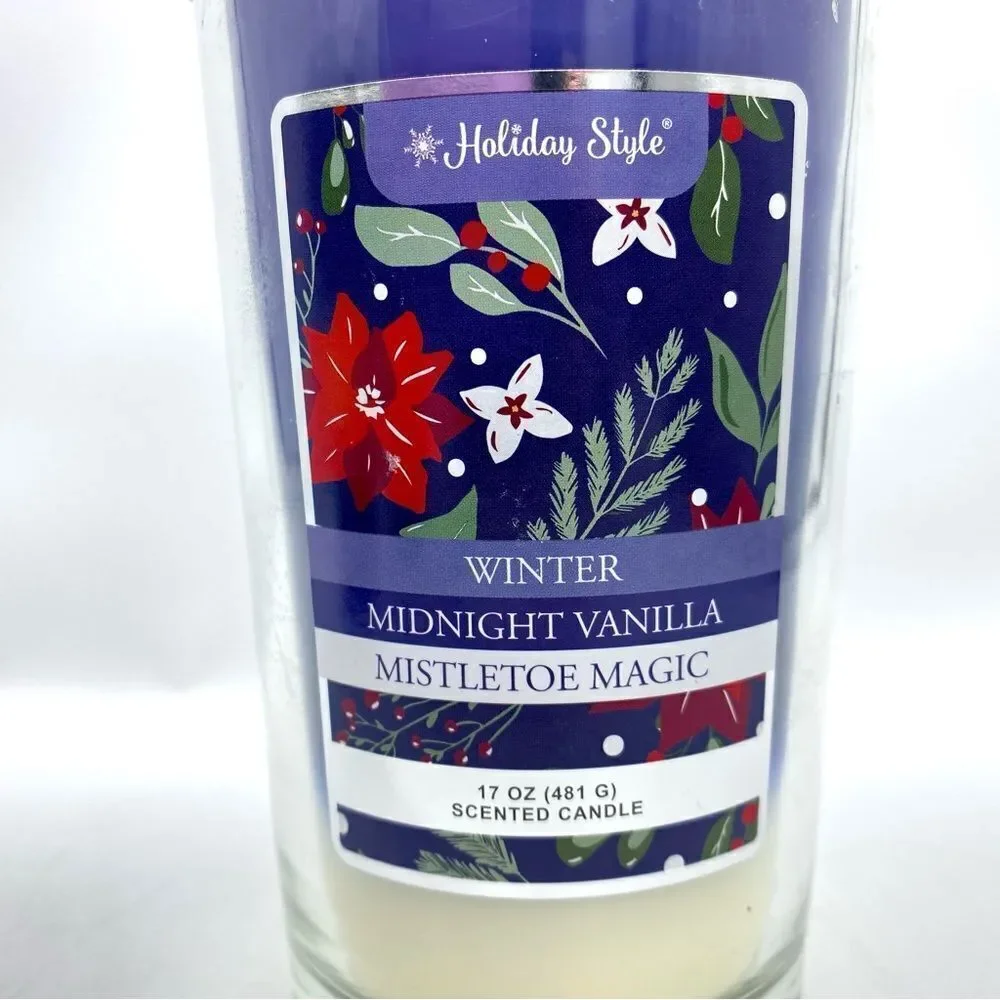 Winter Midnight Vanilla and Mistletoe Layered Scented Candle New